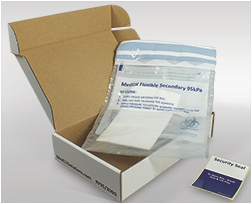 Absorbent Sheets, Flexible Secondary 95kPa Pouches, Rigid Outer Containers and Security Labels