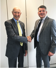 David Giles, Chairman of Alpha Laboratories Ltd. (Left) confirms the distributor agreement with Richard Senior – MD, MedDX Solutions Ltd