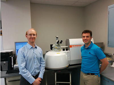 Drs Kyle Reisner and Brady King from Wayne State University with their Renishaw inVia confocal Raman microscope