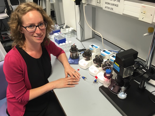Emma Lucas with Dolomite Bio Single Cell RNA Seq System