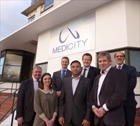 MediCity tenants with David Browning Director of MediCity and Mark Chivers Boots UK med