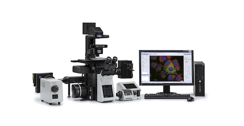 Olympus IX3 microscope frame with CellSens and ZDC2