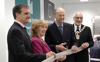 Source BioScience CEO Dr Nick Ash, Mayoress Coun Cecile Biant, legendary explorer Sir Ranulph Fiennes and Mayor Coun Surinder Biant